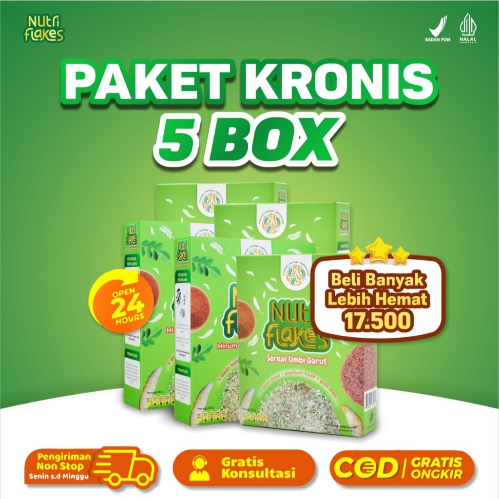 

Nutriflakes 5 Box Sereal Umbi Garut Solusi Atasi Asam Lambung Magh Gerd Suplemen Makanan Diet