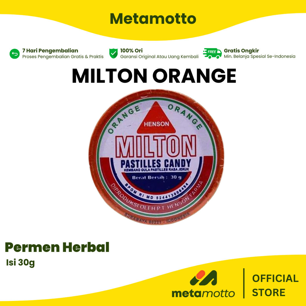

MILTON PASTILES Rasa Orange 1 Kaleng 30gr - Metamotto Karya