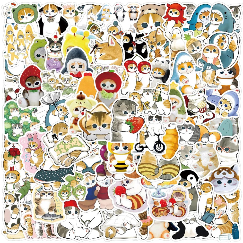 

100PCS Kawaii Mofusand Stickers Cartoon Cute Cat Graffiti Decals Kids Toy Gift DIY Scrapbook Guitar Laptop Phone Case