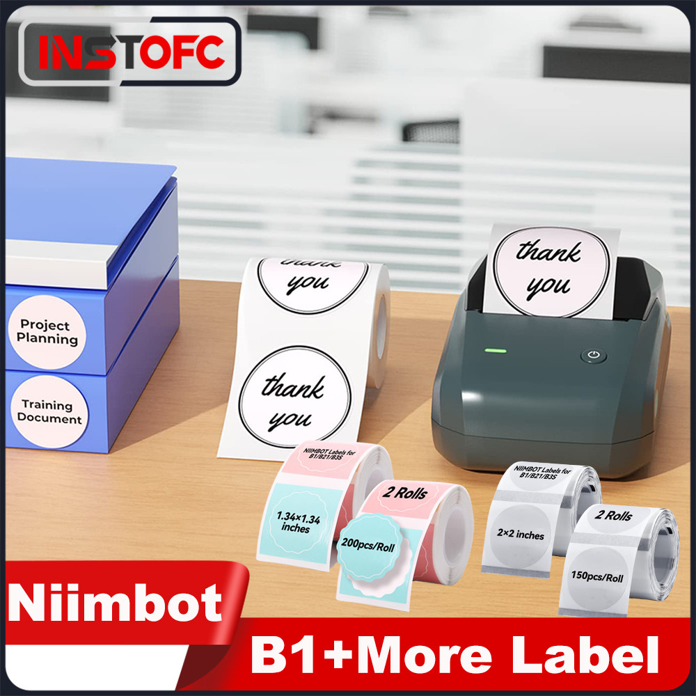 

Niimbot B1 Wireless Label Maker Swap Color Round Adhesive Sticker Business Labeling Printer Machine Price Notes Paper 20-50mm