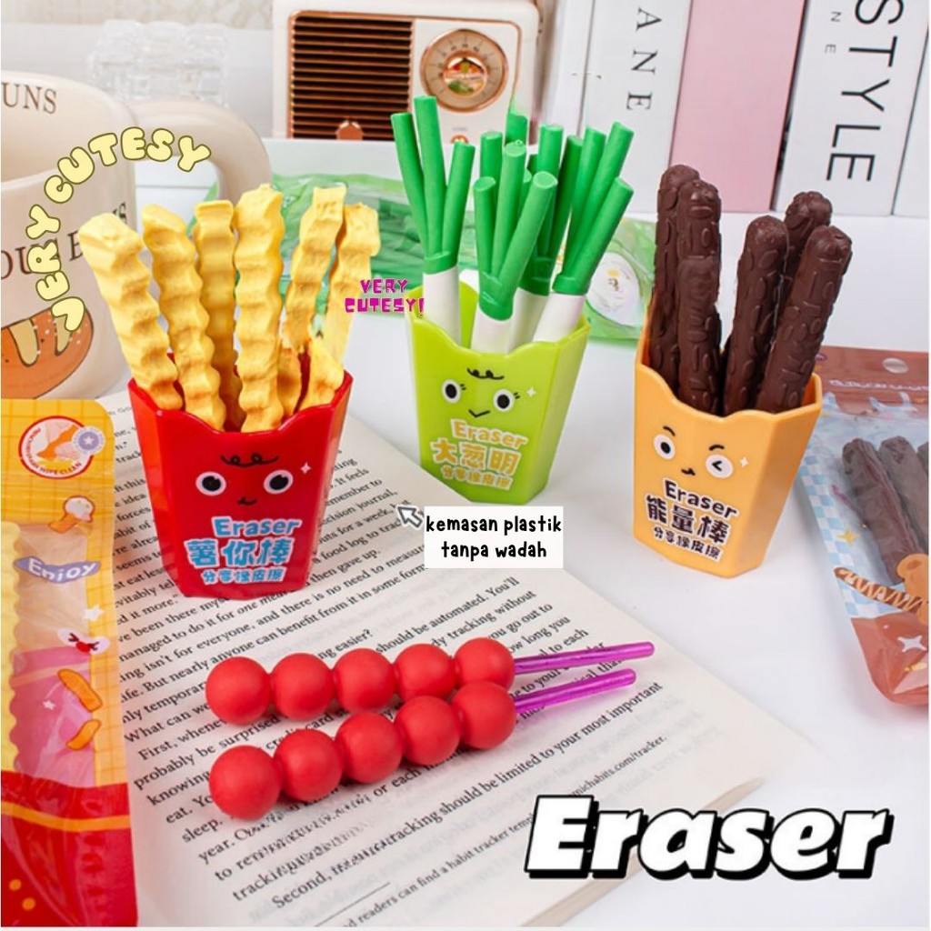 

AWC PENGHAPUS PENSIL SET BENTUK MAKANAN YANG LUCU ISI 5/6 PCS KEMASAN ZIPLOCK / PENGHAPUS AESTHETIC