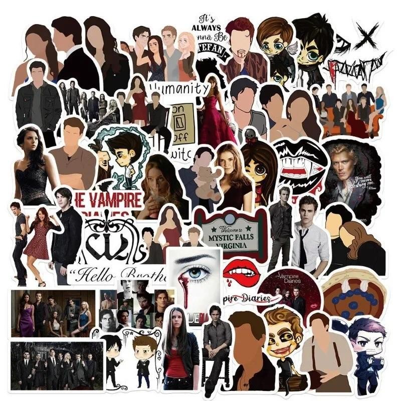 

50pcs American TV Series The Vampire Diaries Graffiti Stickers Suitcase Water Cup Guitar Mobile Phone Decorative Stickers
