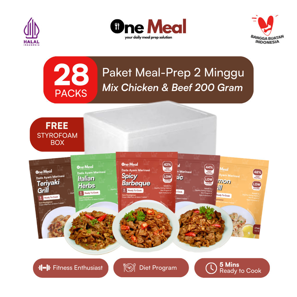 

Paket Meal-Prep 2 Minggu Lauk Marinasi Frozen 28 Pack 200 Gram