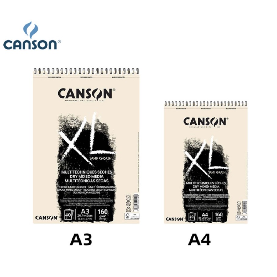 

French CANSON Sketchbook XL series matte gray natural white oil pastel painting paper 160g 40 pages A3 A4 Sketchbooks for drawin