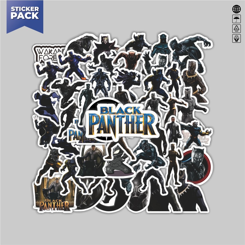 

[100PCS]Stiker Pack Stiker Black Panther Series 1 T'Challa Aesthetic Vinyl Anti Air Dekorasi Sticker Laptop Buku Journal Koper Helm Casing HP Gitar Helm Skateboard