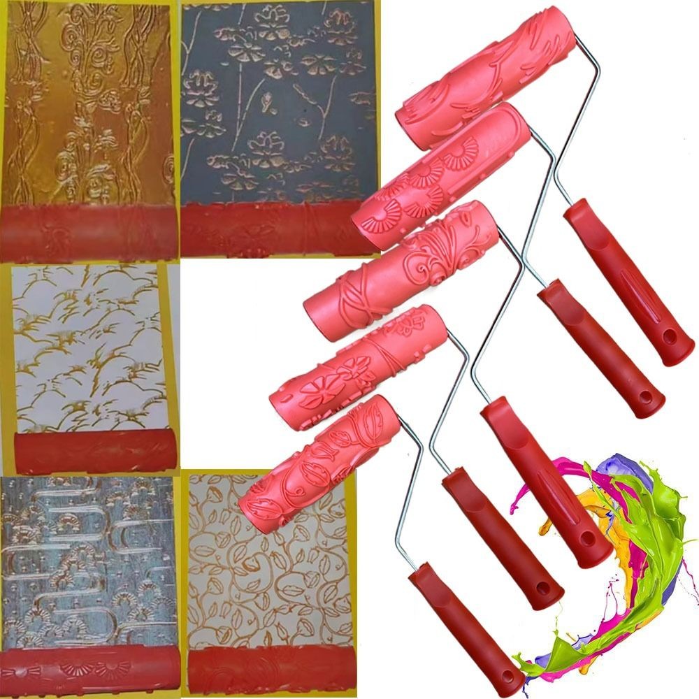 

Rubber Imitation Wood Grain Pattern Paint Roller DIY Paint Texture Pigment Printing Wall Painting Roller with Handle Home Tool