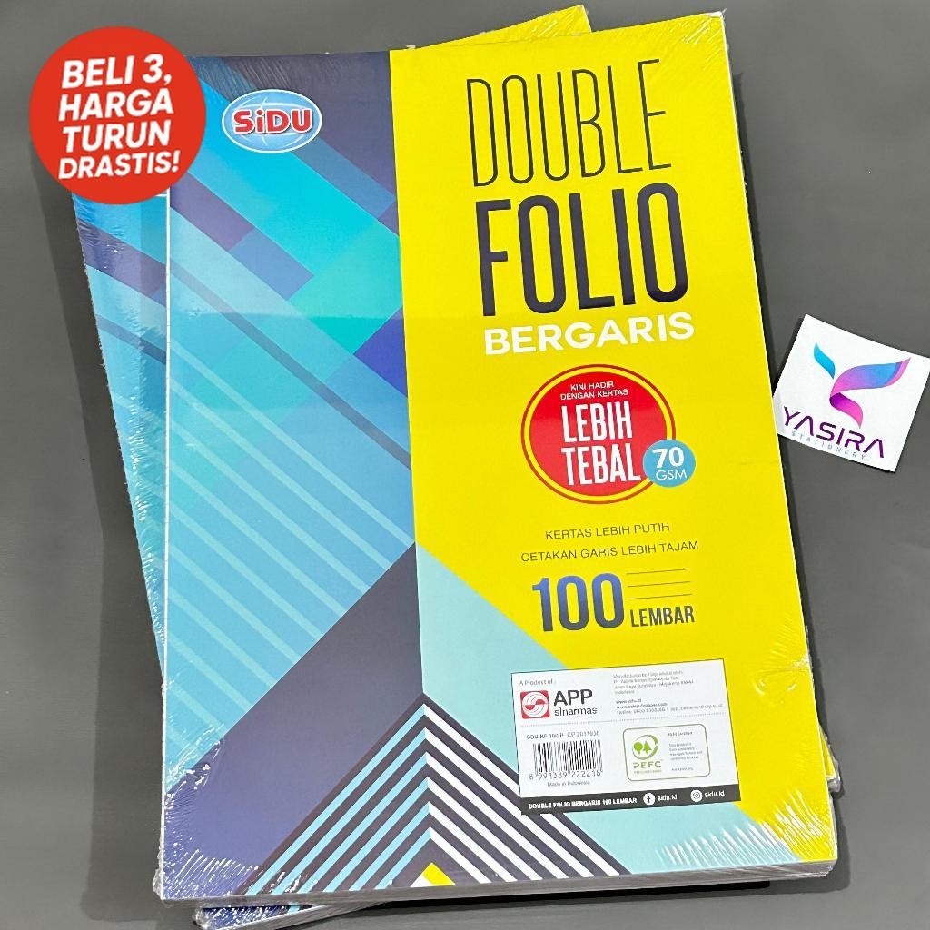 

100 LEMBAR SATU PACK Kertas Double Folio Bergaris SIDU Sinar Dunia 100 Lembar