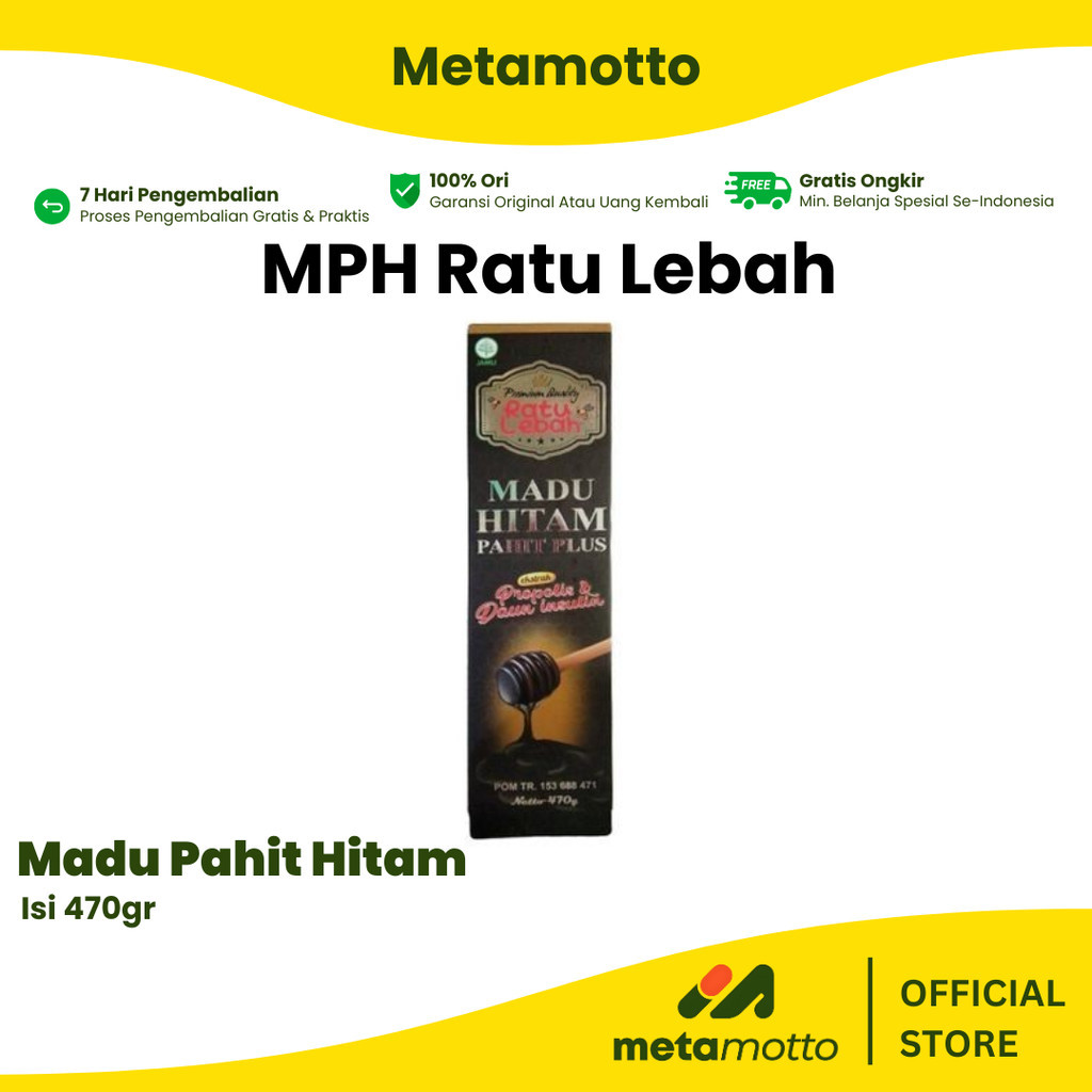 

Ratu Lebah Madu Hitam Pahit Plus 470 Gram - Metamotto Karya Jaya