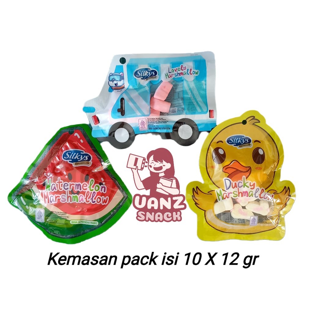 

Silkys Marshmallow aneka karakter lucu kemasan pack ( 10 pcs X 12 gram )
