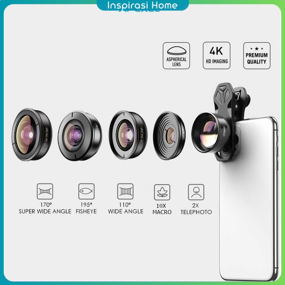 APEXEL Lensa Kamera Smartphone Universal Clip 5 in 1 Lens - APL-HB5