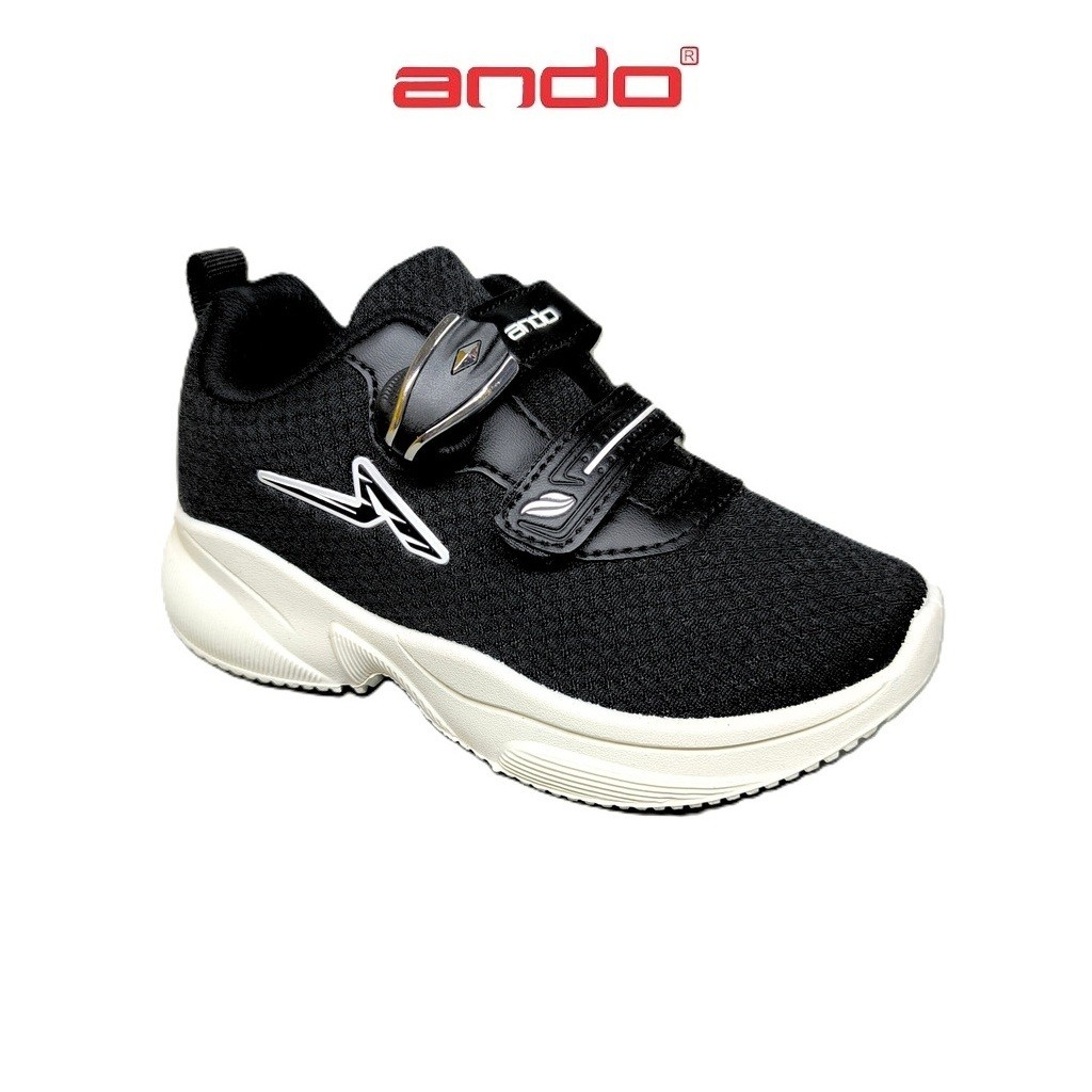 Ando Cheppy Sepatu Sneakers Anak 29-32 Sneaker Sekolah Perekat Magnet Hitam Putih