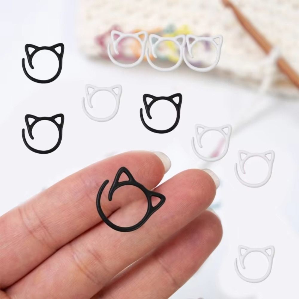 

24PCS DIY Craft Marker Tools Metal Knitting Stitch Markers Cat Ear Shaped Colorful Crochet Stitching Markers Locking Ring