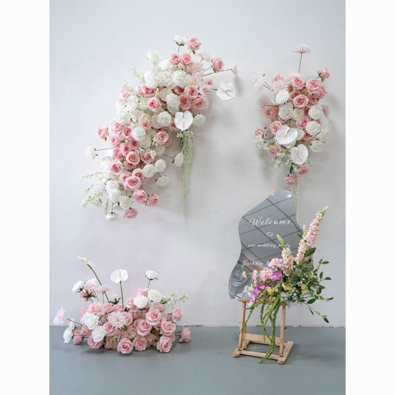 

Pink Wedding Decoration Flower Arrangementwall Hanging BackgroundKTboard Inkjet Boardsimulation Fake Flowerdecoration Activity