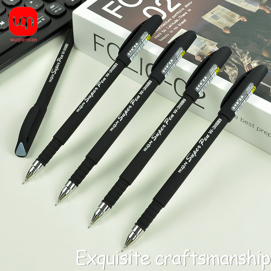 

WQN 3/6/12 Pieces 0.25mm Black Ballpoint Pen, High-End Black Semi-Pointed Tip, Smooth Writing, Smooth Black Ink Flow Without Any