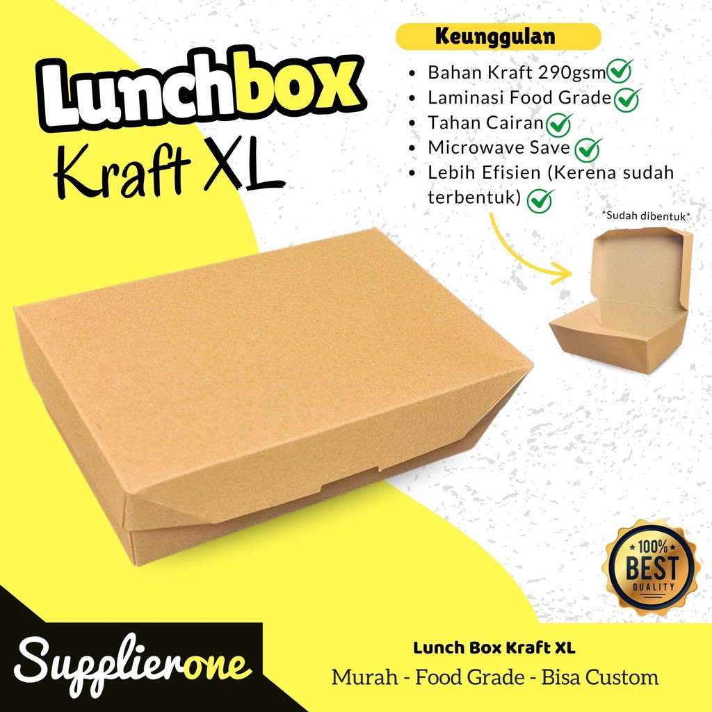 Paper Lunch Box XL / Lunch Box Paper / Paper lunch Box Ivory / Kemasan Lunch Box  / Kemasan Ayam Gep