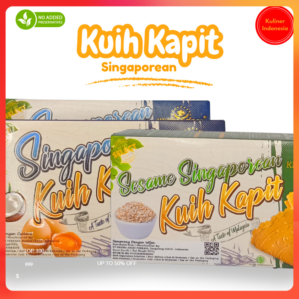 

Kue semprong khas Malaysia camilan renyah tradisional sesame kuih kapit kue lipat