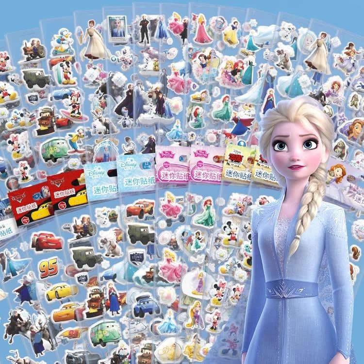 

12pcs Disney Frozen Mickey Minnie 3D Puffy Stickers Cartoon Anime Sofia Elsa Princess Stereo Bubble Sticker Kids Girl Toy Gift