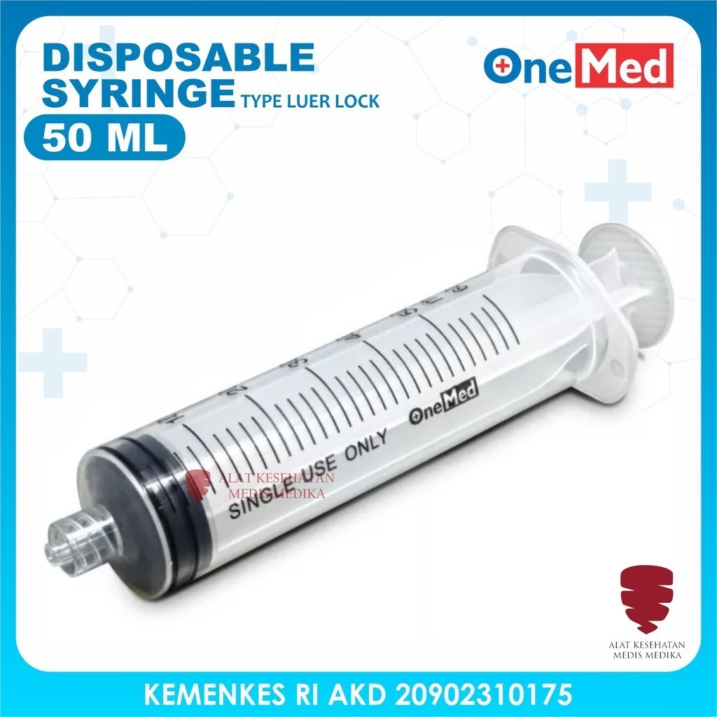 Syringe 50cc Luer Lock Spet Spuit Suntikan Lubang Tengah 50ml Onemed