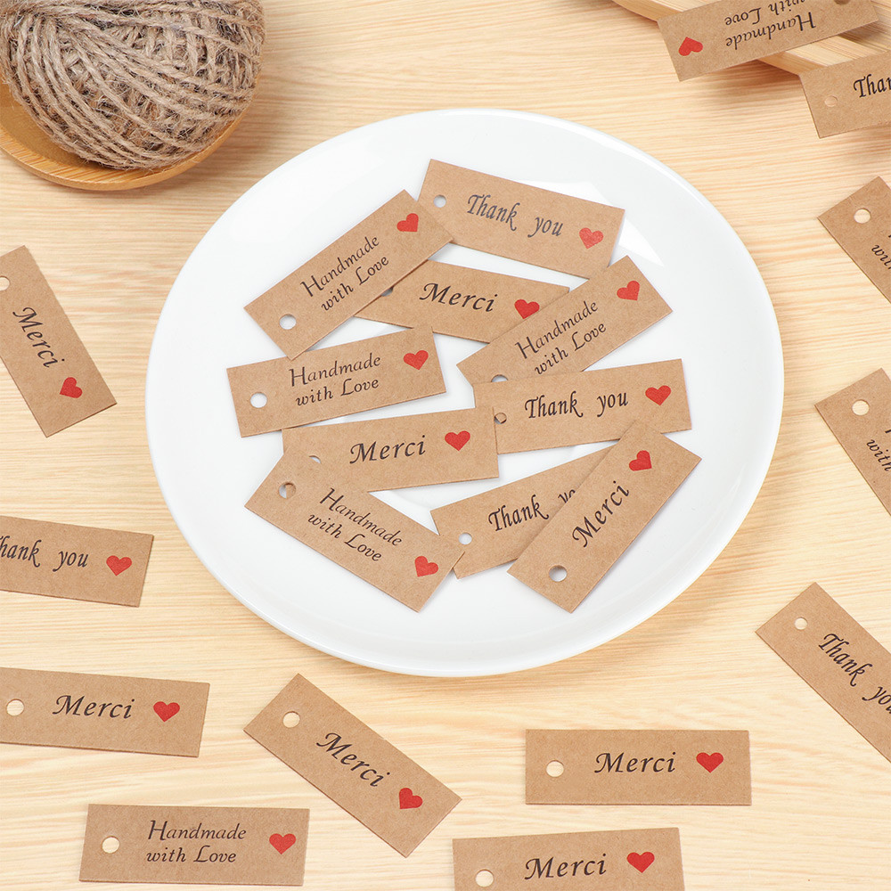 

100 Pcs Kraft Paper Gift Tags Handmade Paper Hang Cards Price Label DIY Crafts