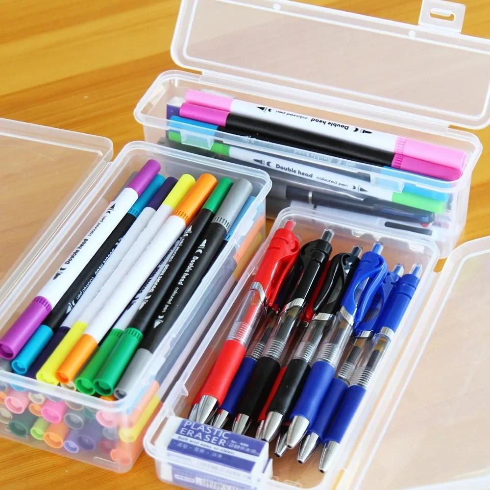 

3 Size Pencil Cases Useful School Supplies Kawaii Stationery Organizer Bag Astethic Holster DIY Office Pen Box Kits Sacs Pen Box