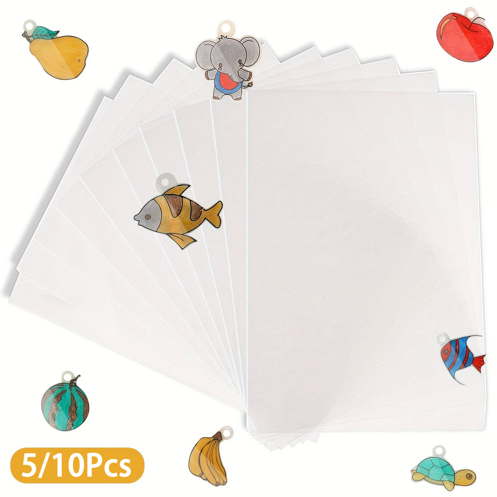 

5-10 Pcs Shrink Plastic Sheets Shrinky Dink Paper Semi-Transparent A5 Shrink Art Paper for Keychain Making Creative Craft
