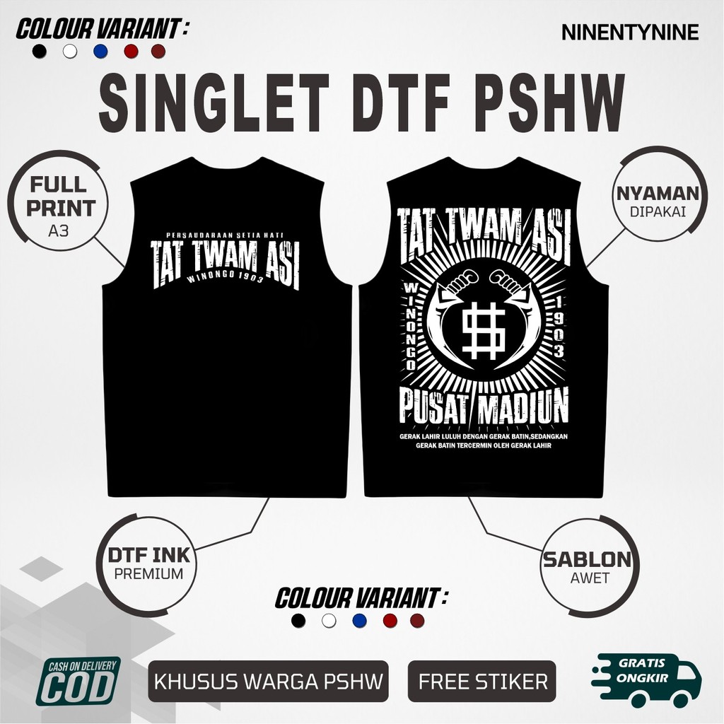 KAOS SINGLET PSHW TAT TWAM ASI PUSAT MADIUN SINGLET PSHW TERBARU - SINGLET PSHW LAMBANG - SINGLET PS
