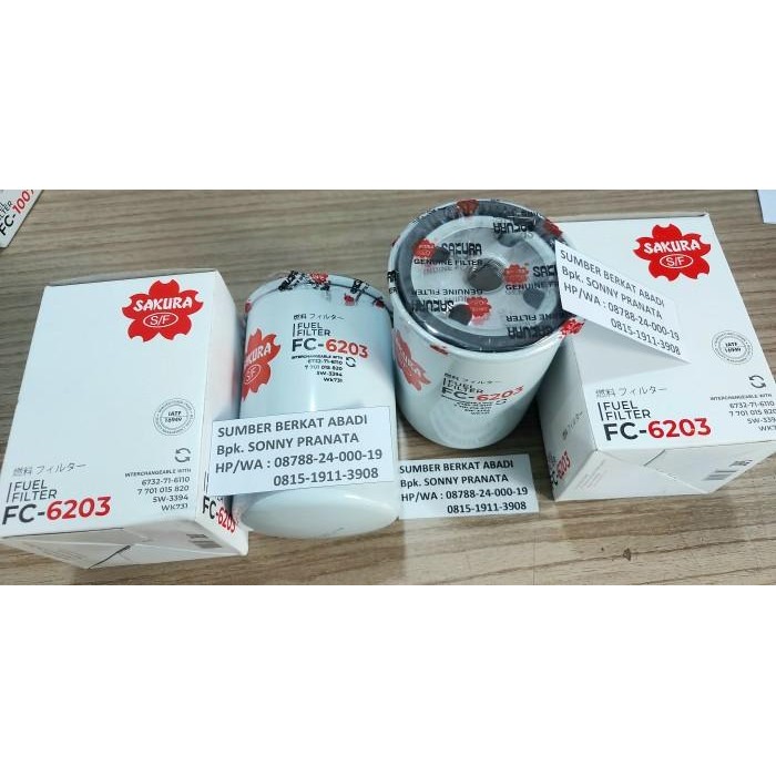 SAKURA FC-6203 FC 6203 FC6203 FUEL FILTER 6732-71-6110 7 701 015 820 5W-3394 WK731 WK 731 05711730 1