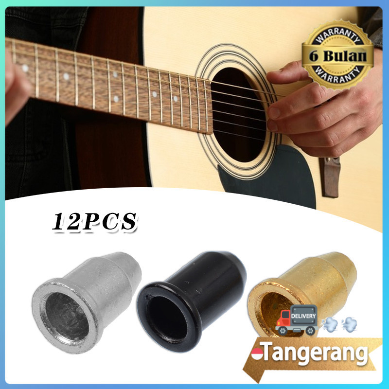12pcs Gitar String Ferrule Vintage Chrome String Bushing Ferrules