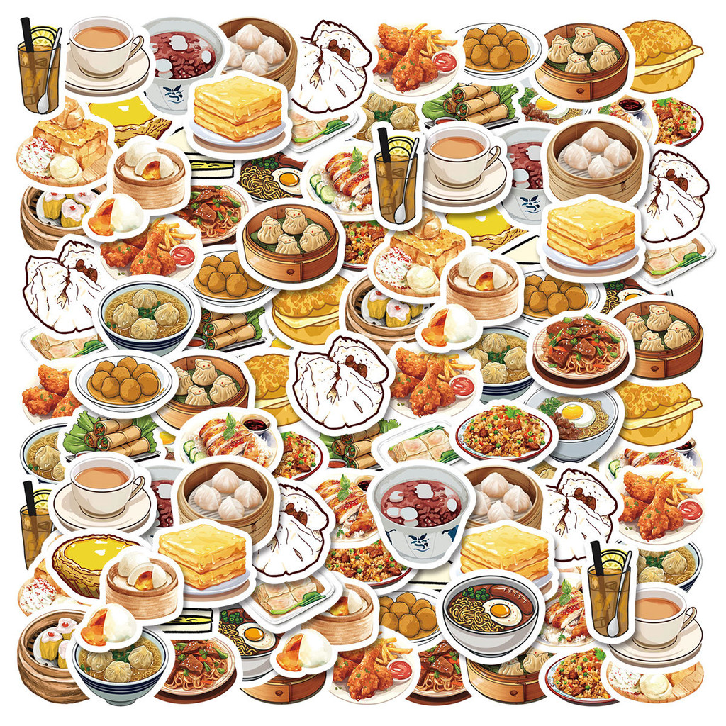 

46pcs Rich and Creative Collage of Hong Kong Style Breakfast and Tea Snack Patterns DIY Stationery,Gift,Decoration Stickers