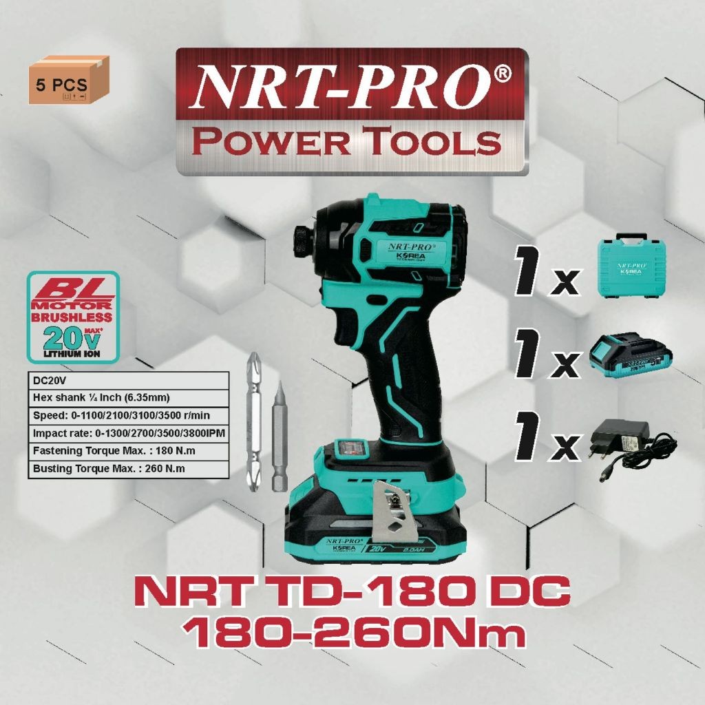 NRT-PRO TD-160 dan TD-180DC Cordless Impact Driver Brushless Mesin Lepas Pasang Baut Heavy Duty 16v 