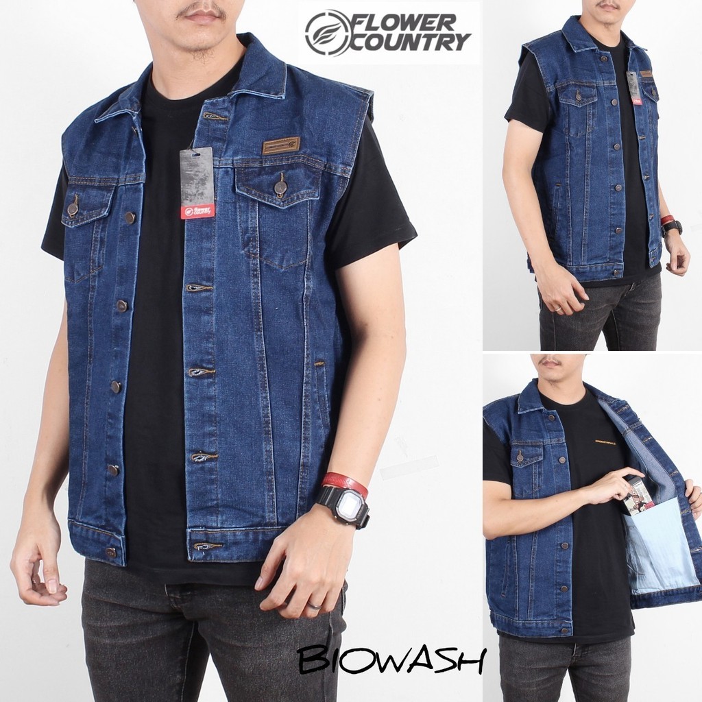 Rompi Jeans Jumbo Pria Body Vest Casual / Jaket Rompi Kerah Denim Terbaru JUMBO M-XXXL