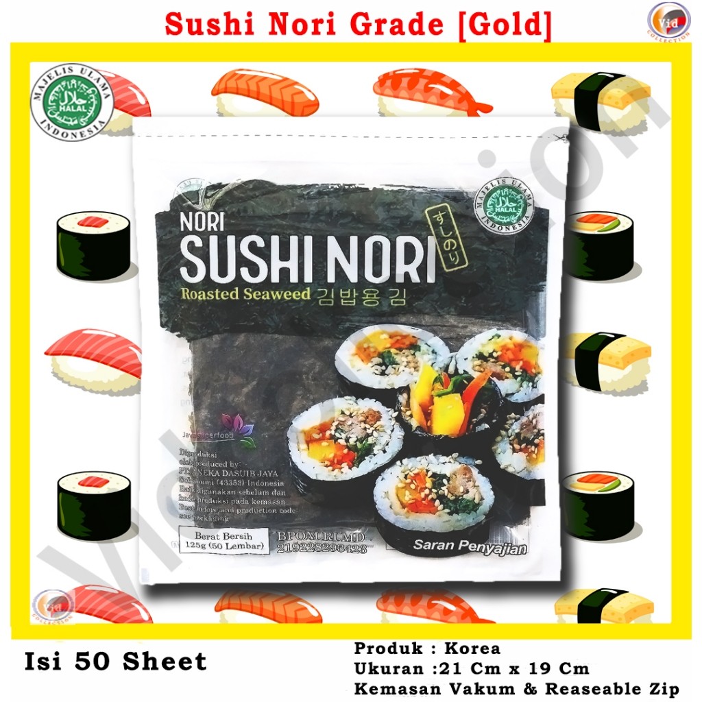 

Sushi Nori Seaweed Rumput Laut Panggang 50 lembar Java Manjun Tokinori Sakao Sushi Nori Sakao HALAL