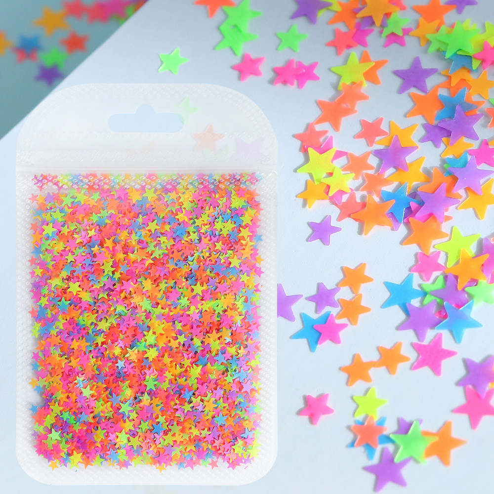 

Fluorescent Stars Sequins Glitter For Epoxy Resin Filling Neon Five-pointed Star Flakes Silicone Molds Filler Making DIY Crafts