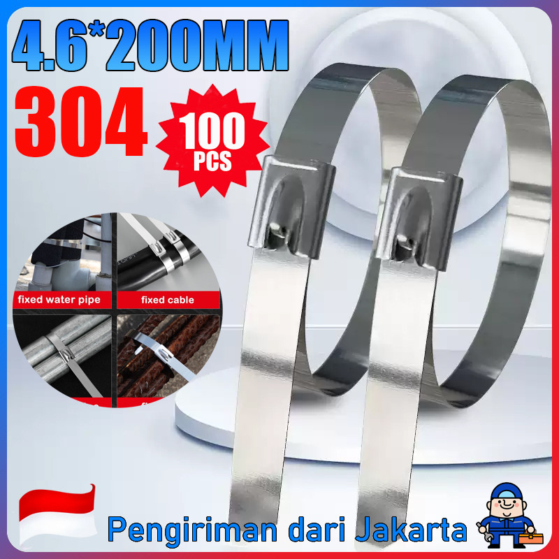 

(100 Pcs ) Kabel Ties Stainless Tali Besi Anti Karat 304 / Cable Ties ikat besi Kabel Tis Steel Metal Tie lock