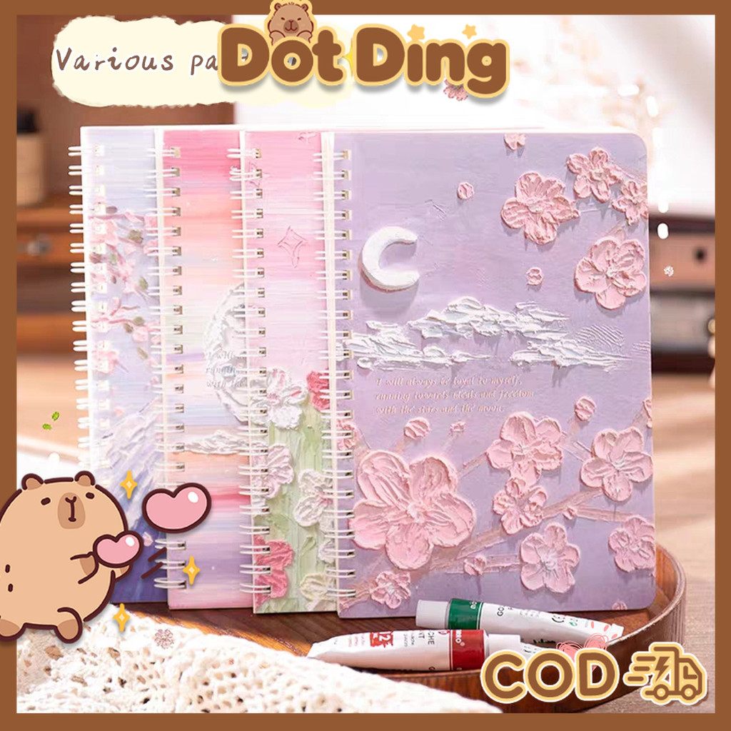 

[DOTDING] 4 Pcs Notebook A5 Lukis Minyak Kawaii Buku Catatan Hard Cover Bergaris Kualitas Tinggi Hadiah Pelajar Alat Tulis Sekolah