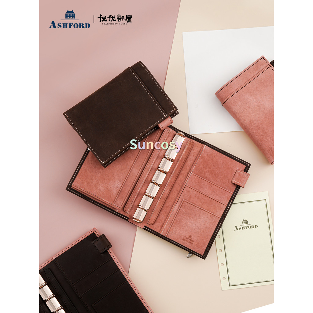 

ASHFORD x NAGASAWA Limited Edition Vitalita A7/M5 Notebook - Soft Touch Genuine Vegetable-Tanned Leather Cover in Pink and Brown