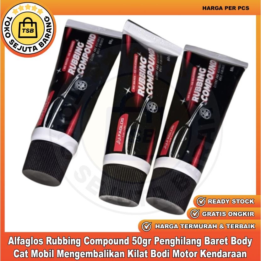 Alfaglos Rubbing Compound 50gr Penghilang Baret Body Cat Mobil Mengembalikan Kilat Bodi Motor Kendar