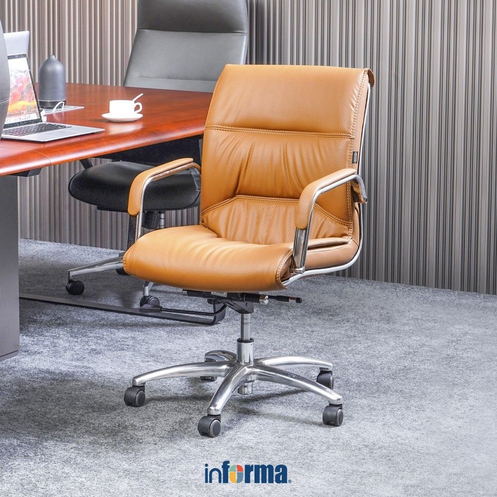 Informa G Council Kursi Kantor Sandaran Rendah - Cokelat Tempat Dengan Roda Office Chair Kursi Staff