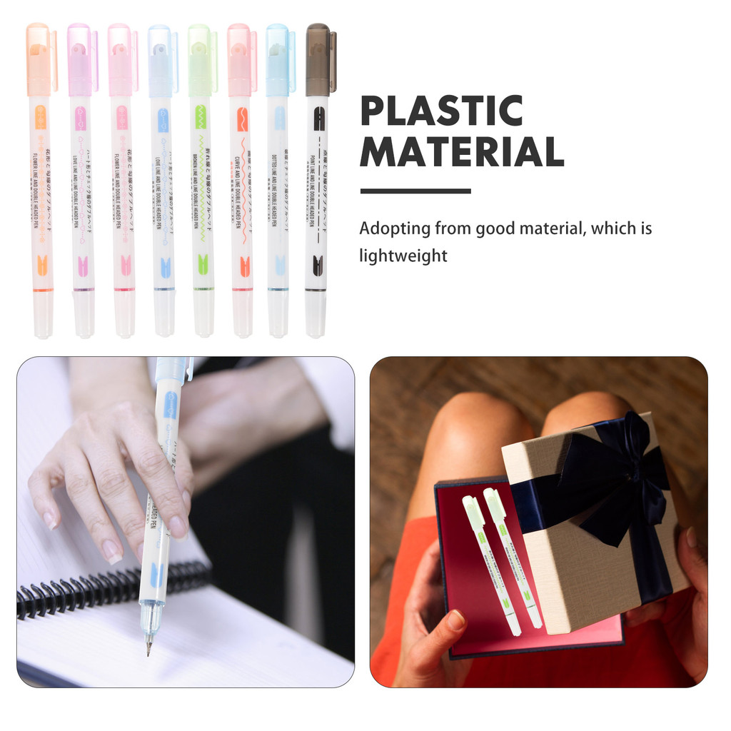 

8 Pcs Double Head Curve Pen Fine Tip Markers Scrapbook Painting Student Journal Accessories Color Outline Drawing Pens Art