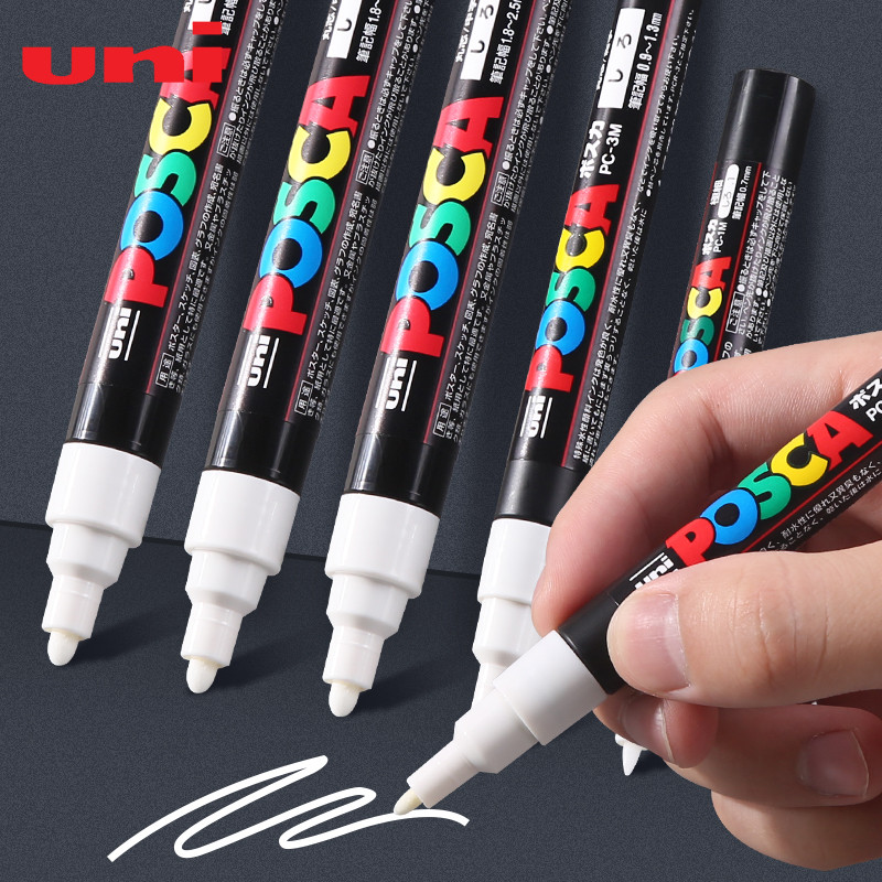 

UNI Mitsubishi Acrylic White Highlighter Pen Marker Pen Posca PC1M/3M/5M Suitable For Glass, Plastic, Metal, Wood, Ceramics, Etc