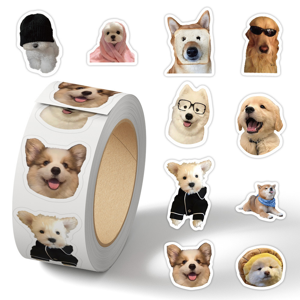 

500pcs/roll Funny Cartoon Dog Meme Stickers Decals Graffiti Phone Case Skateboard Car Kawaii Decals Children Reward Stickers Gif