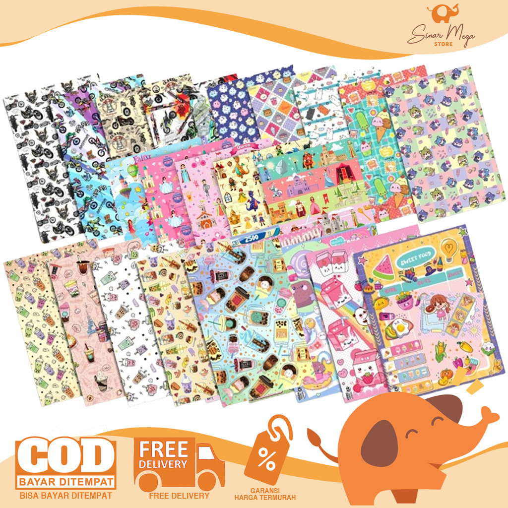 

SQUEEZY Kertas Kado CARTOON Series Motif Cewe Cowo Lucu Random Bungkus Hadiah