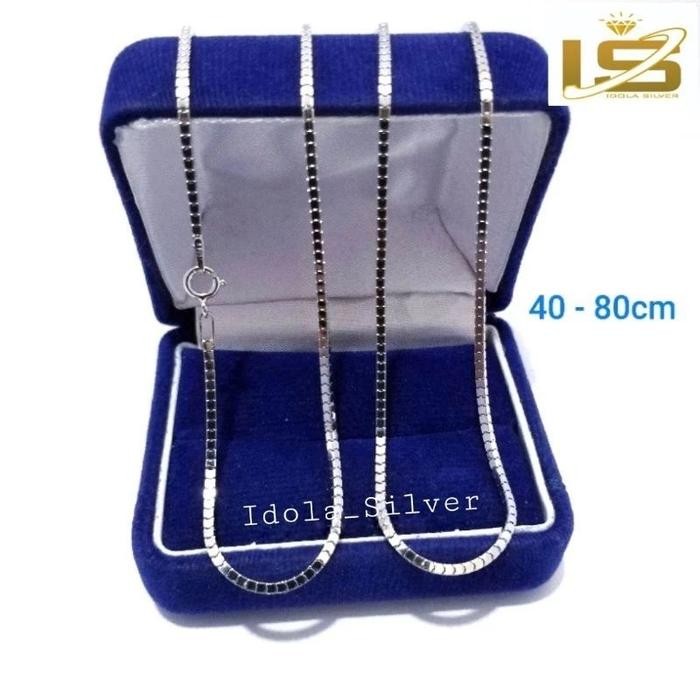 Kalung Perak Pria Wanita Silver Asli 925 Lapis Emas Putih Milano Kaca Kalung Pria Wanita Anti Karat 