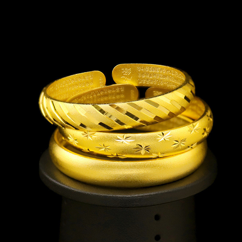 Ledakan Jaringan Gelang Vietnam Pasir Emas Sutra Hati Kuno Membuka Gelang Kuningan Berlapis Emas