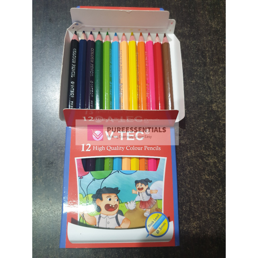 

Pensil Warna High Quality / Pensil Warna Kayu Tebal Murah Isi 12 Warna Ukuran Pendek Vtec