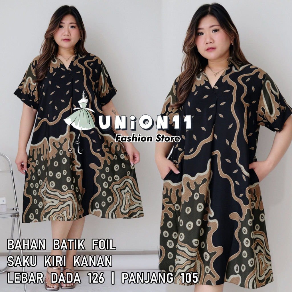 [𝗗𝘆𝗻𝗮𝗿𝗮] DRESS BATIK JUMBO WANITA / DRESS JUMBO WANITA LD 126 / BAJU JUMBO WANITA / BAJU KERJA WANIT
