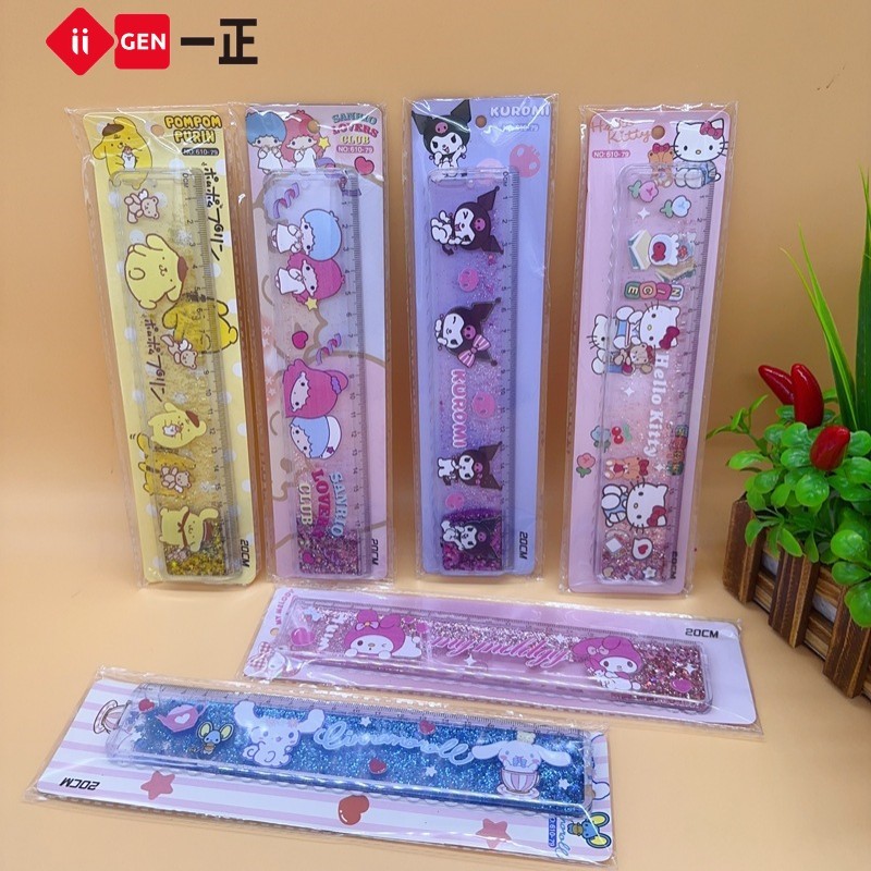 

24pcs/set Sanrio Ruler Kawaii Cartoon Melody Kuromi 20cm Diy Drawing Tools Students School Offices Stationery Supplies Wholesale