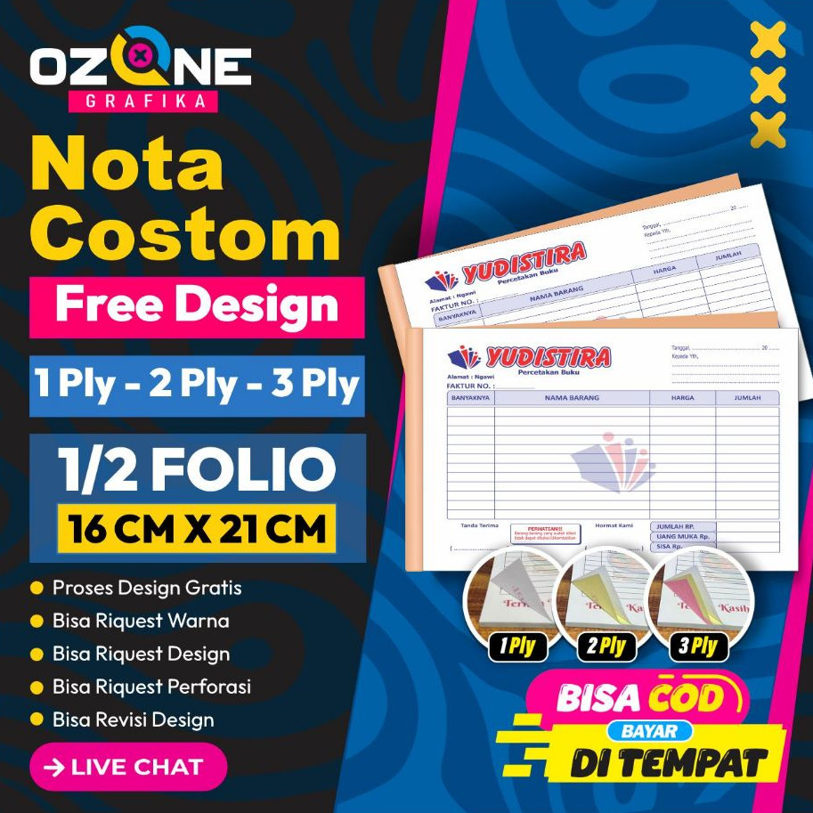 

Nota Custom 1/2 Landscape Free Design Bebas Pake Nama Sendiri Bebas Logo Full Collor Ozone Grafika