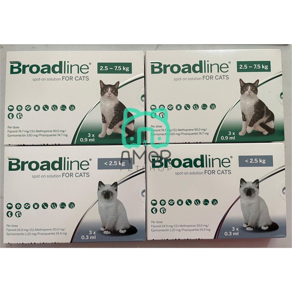 BROADLINE FOR CAT S (<2, 5 Kg) dan L (2,5 - 7,5 Kg) KOTAK 1 BLISTER ISI 3 PIPET SYRING  0,9 ml