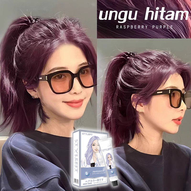 【Tidak merusak rambut】STYLE FIT Cat rambut ungu hitam 200ML Bahan herbal tanpa bleach(cat rambut pur